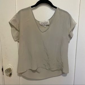 RORY BECA Gray V Neck Silk Blouse